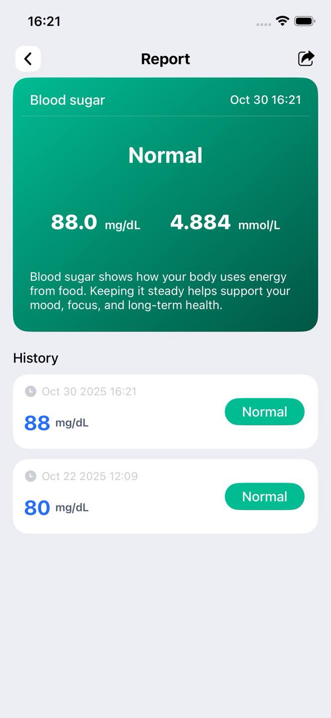 Glucose Report Interface